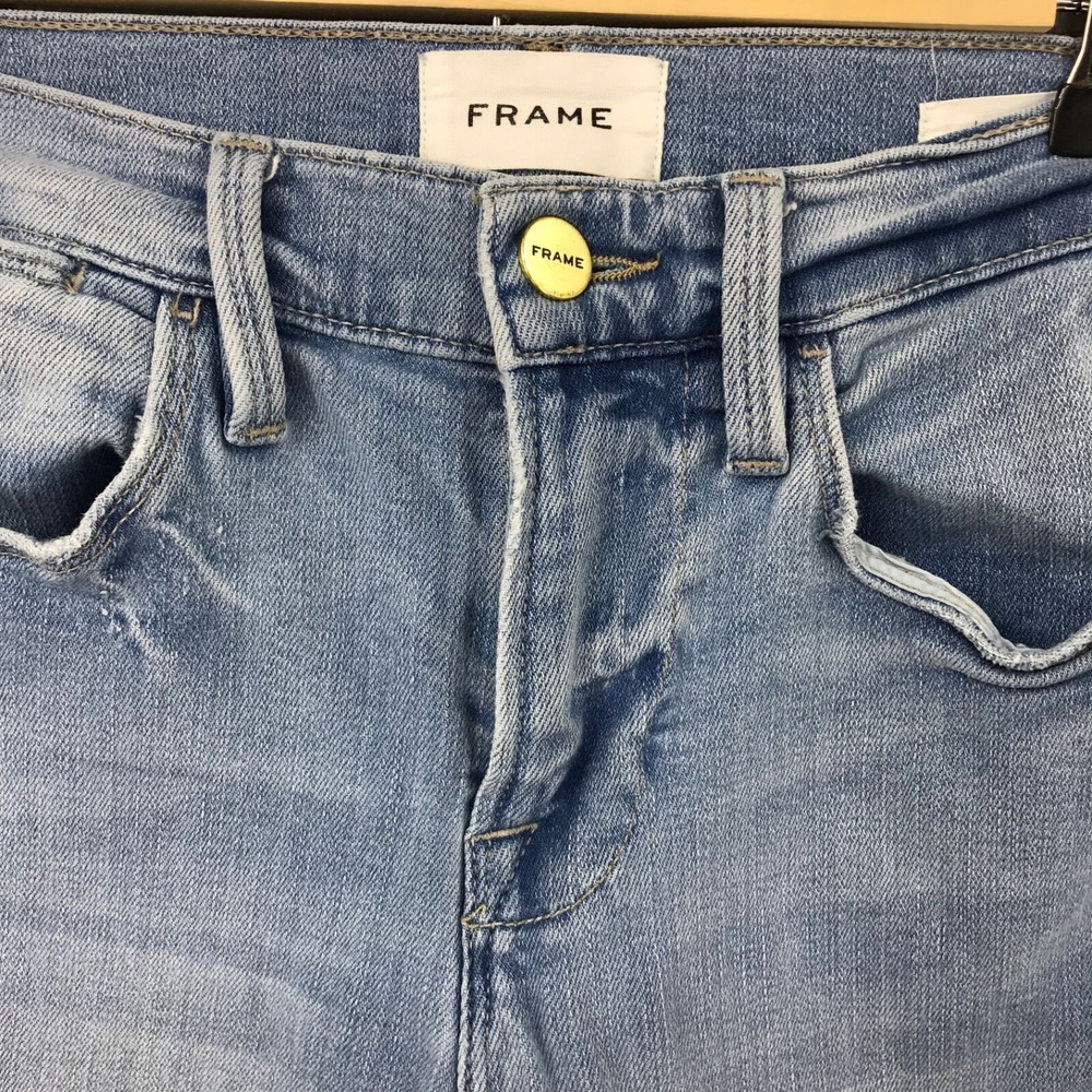 Frame Le High Skinny Jeans Light Wash Blue High Rise Denim 25 - Picture 3 of 10